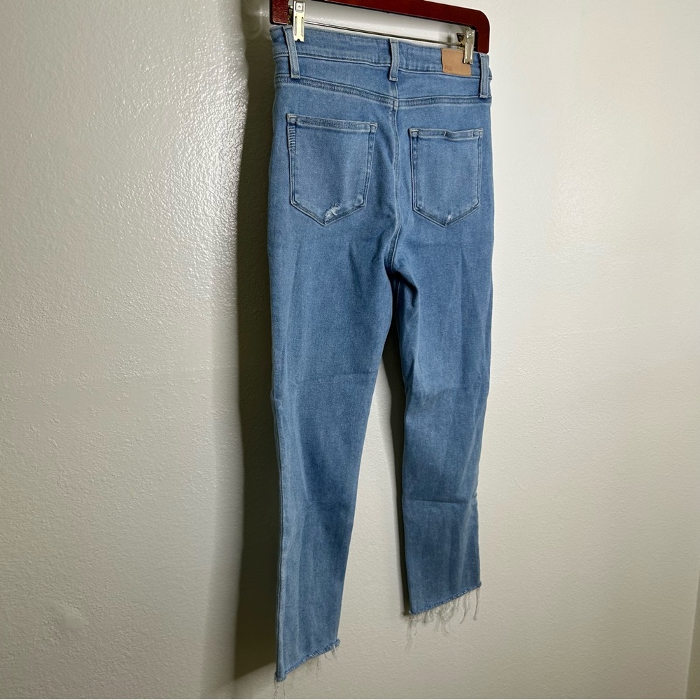 PAIGE High Rise Sarah Slim Crop Jean in Cruiser Destructed 28 - Picture 9 of 15